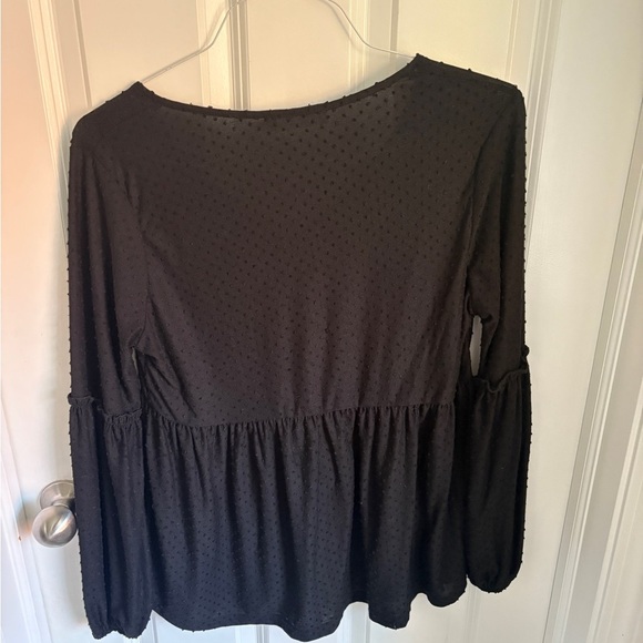 All in Favor Whimsigoth Black Smocked Long Sleeve Blouse - Picture 3 of 3
